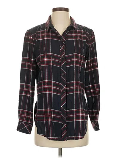 Pre-owned Athleta Long Sleeve Button Down Shirt In Black
