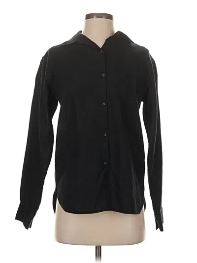 Pre-owned Athleta Long Sleeve Button Down Shirt In Black