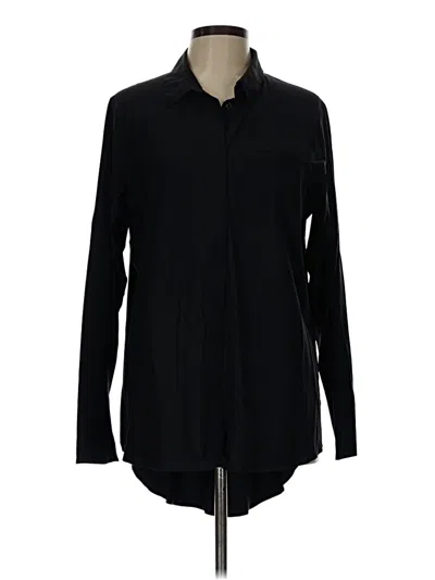Pre-owned Athleta Long Sleeve Button Down Shirt In Black