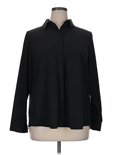 Pre-owned Athleta Long Sleeve Button Down Shirt In Black