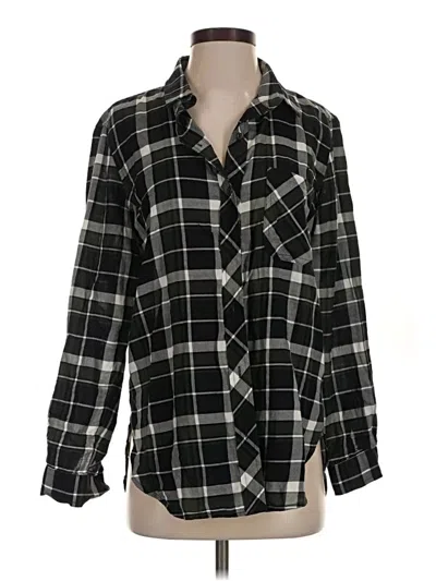 Pre-owned Athleta Long Sleeve Button Down Shirt In Black