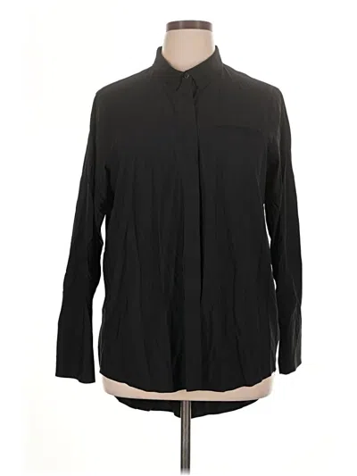 Pre-owned Athleta Long Sleeve Button Down Shirt In Black