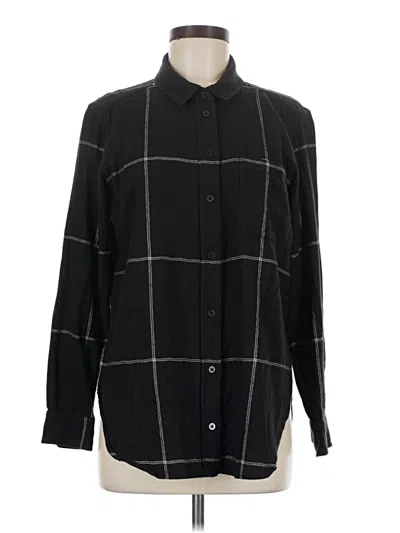 Pre-owned Athleta Long Sleeve Button Down Shirt In Black