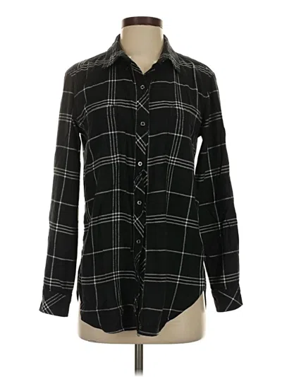 Pre-owned Athleta Long Sleeve Button Down Shirt In Black