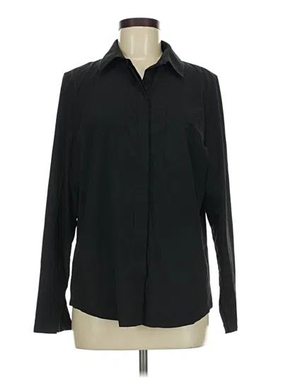 Pre-owned Athleta Long Sleeve Button Down Shirt In Black