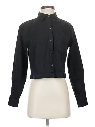 Pre-owned Athleta Long Sleeve Button Down Shirt In Black