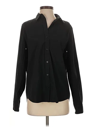 Pre-owned Athleta Long Sleeve Button Down Shirt In Black