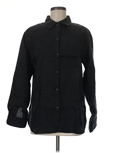 Pre-owned Athleta Long Sleeve Button Down Shirt In Black