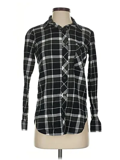 Pre-owned Athleta Long Sleeve Button Down Shirt In Black