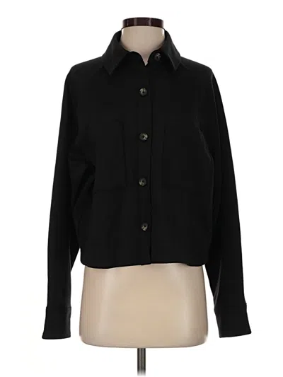 Pre-owned Athleta Long Sleeve Button Down Shirt In Black
