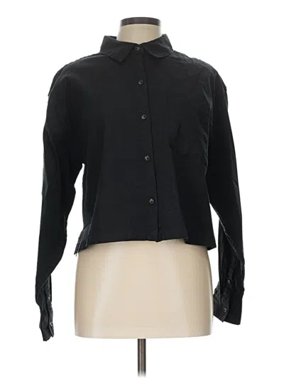 Pre-owned Athleta Long Sleeve Button Down Shirt In Black