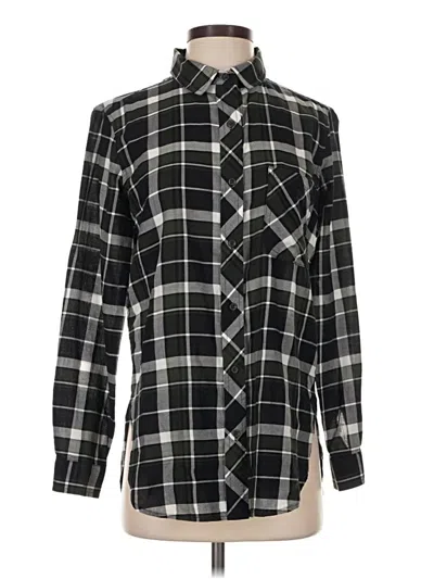 Pre-owned Athleta Long Sleeve Button Down Shirt In Black