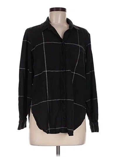 Pre-owned Athleta Long Sleeve Button Down Shirt In Black