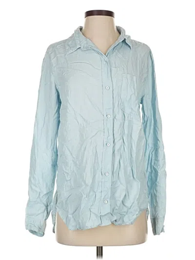 Pre-owned Athleta Long Sleeve Button Down Shirt In Blue
