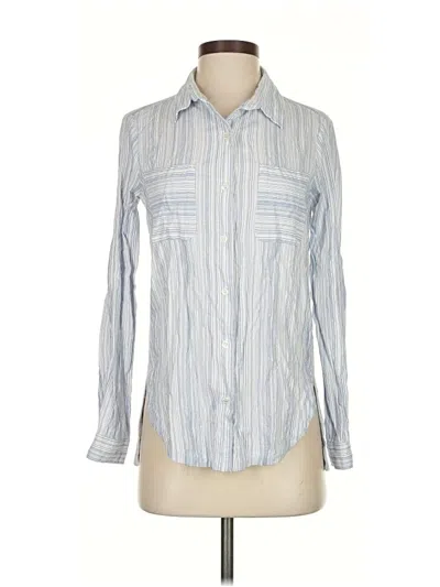 Pre-owned Athleta Long Sleeve Button Down Shirt In Blue