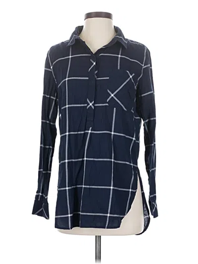 Pre-owned Athleta Long Sleeve Button Down Shirt In Blue