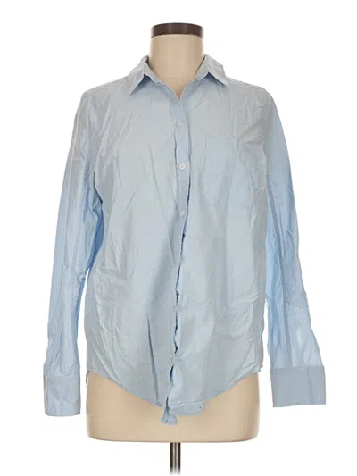 Pre-owned Athleta Long Sleeve Button Down Shirt In Blue