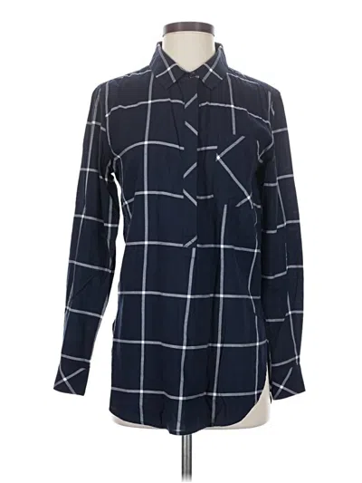 Pre-owned Athleta Long Sleeve Button Down Shirt In Blue