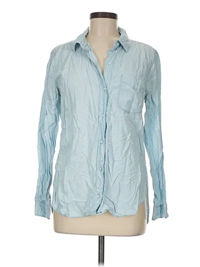 Pre-owned Athleta Long Sleeve Button Down Shirt In Blue