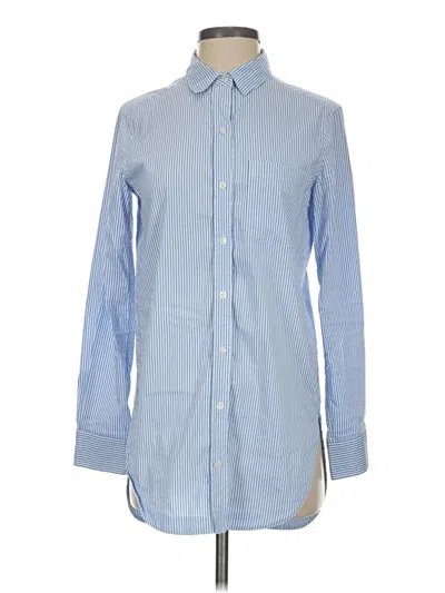 Pre-owned Athleta Long Sleeve Button Down Shirt In Blue