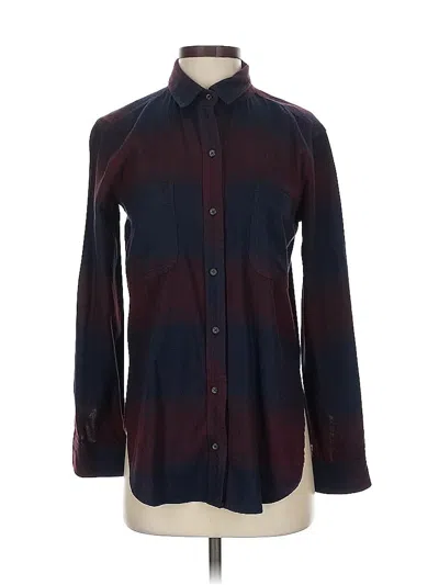 Pre-owned Athleta Long Sleeve Button Down Shirt In Burgundy