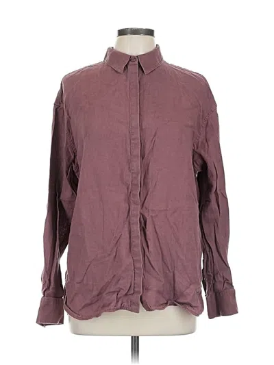 Pre-owned Athleta Long Sleeve Button Down Shirt In Burgundy