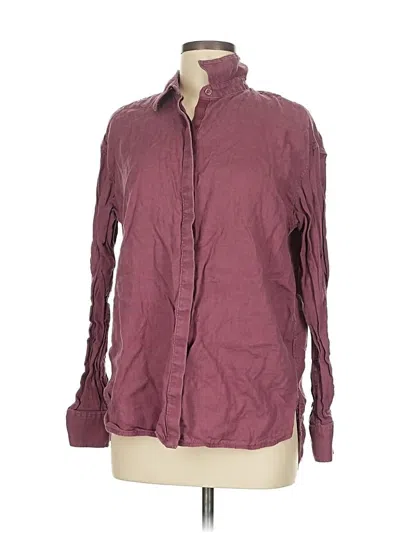 Pre-owned Athleta Long Sleeve Button Down Shirt In Burgundy