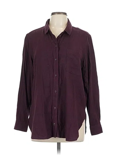 Pre-owned Athleta Long Sleeve Button Down Shirt In Burgundy
