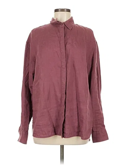 Pre-owned Athleta Long Sleeve Button Down Shirt In Burgundy