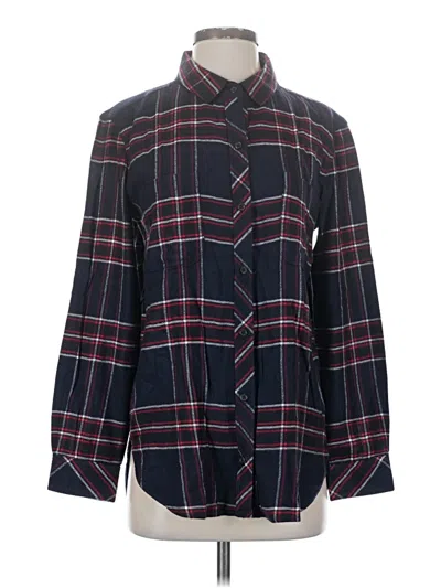 Pre-owned Athleta Long Sleeve Button Down Shirt In Burgundy