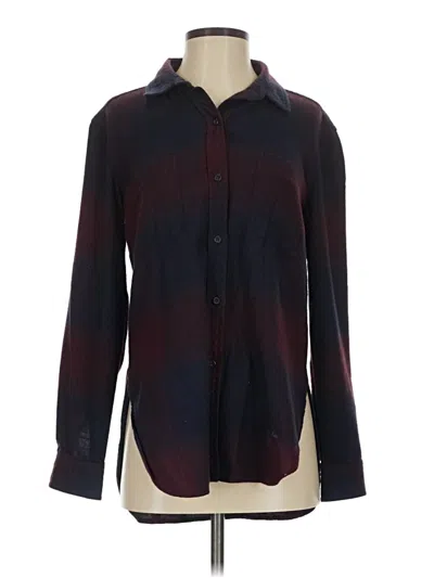 Pre-owned Athleta Long Sleeve Button Down Shirt In Burgundy