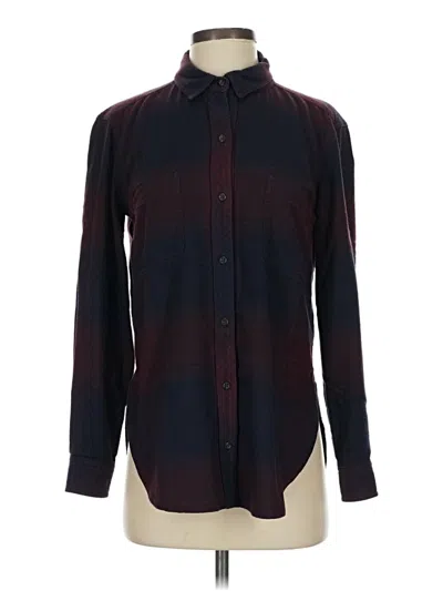 Pre-owned Athleta Long Sleeve Button Down Shirt In Burgundy