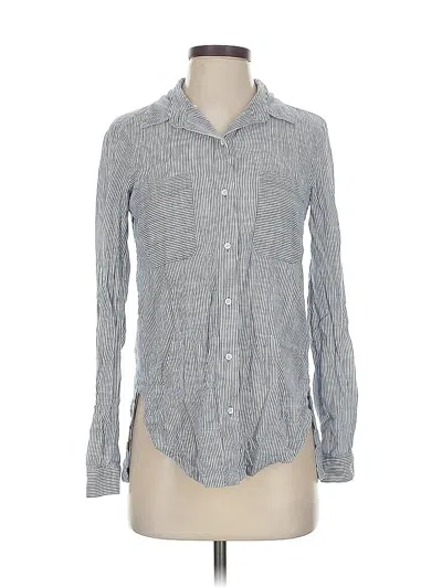Pre-owned Athleta Long Sleeve Button Down Shirt In Gray