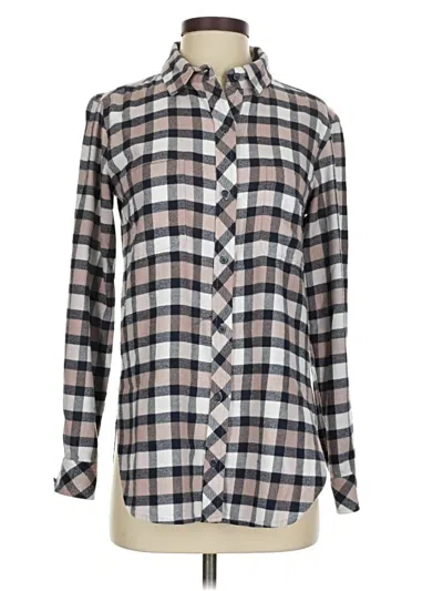 Pre-owned Athleta Long Sleeve Button Down Shirt In Gray