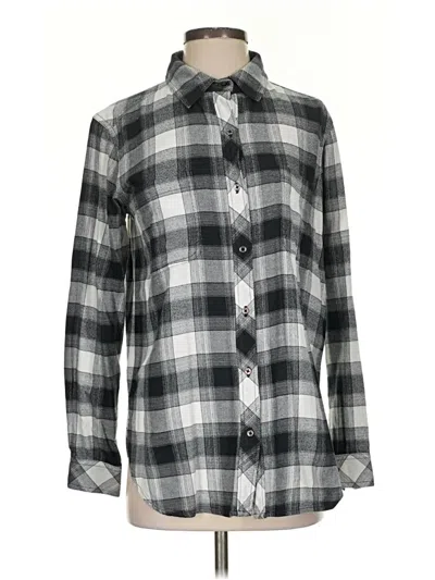 Pre-owned Athleta Long Sleeve Button Down Shirt In Gray