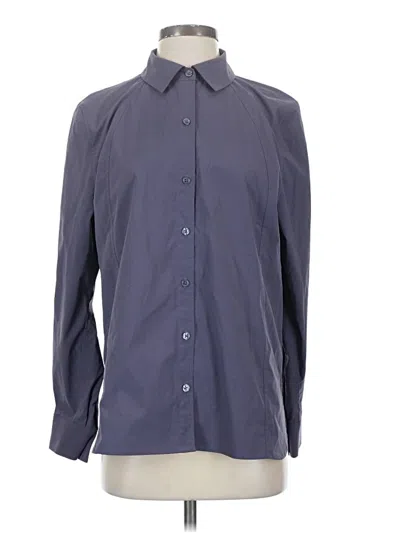 Pre-owned Athleta Long Sleeve Button Down Shirt In Gray