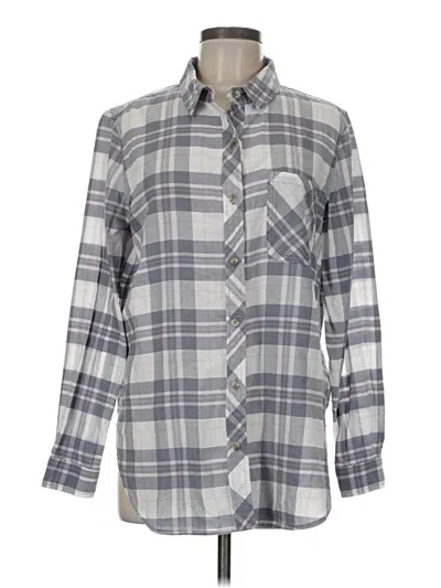 Pre-owned Athleta Long Sleeve Button Down Shirt In Gray