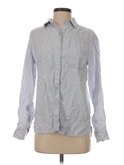 Pre-owned Athleta Long Sleeve Button Down Shirt In Gray