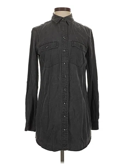 Pre-owned Athleta Long Sleeve Button Down Shirt In Gray