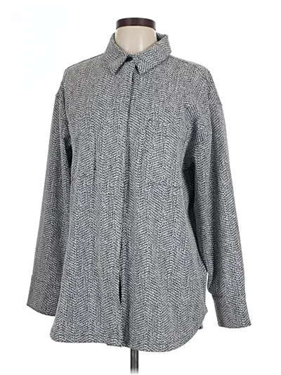 Pre-owned Athleta Long Sleeve Button Down Shirt In Gray