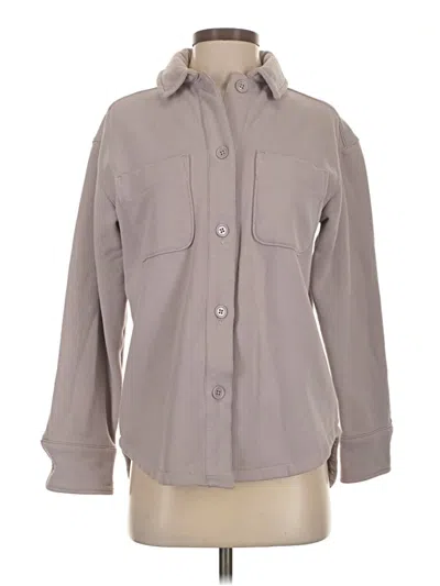 Pre-owned Athleta Long Sleeve Button Down Shirt In Gray