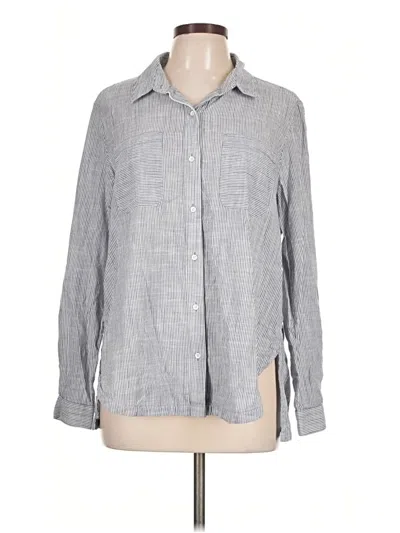 Pre-owned Athleta Long Sleeve Button Down Shirt In Gray