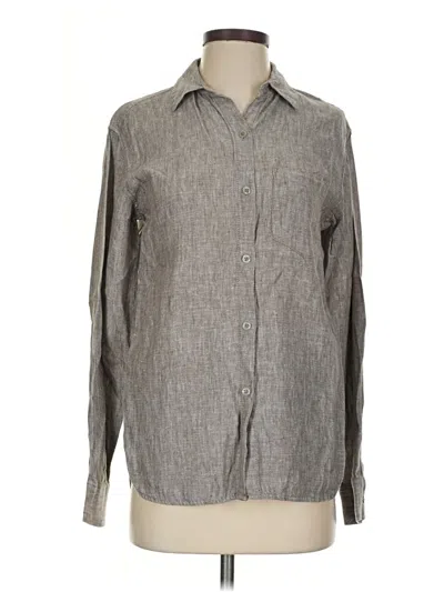 Pre-owned Athleta Long Sleeve Button Down Shirt In Gray