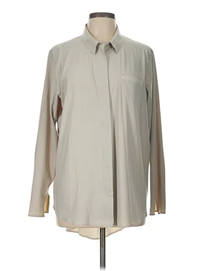 Pre-owned Athleta Long Sleeve Button Down Shirt In Gray