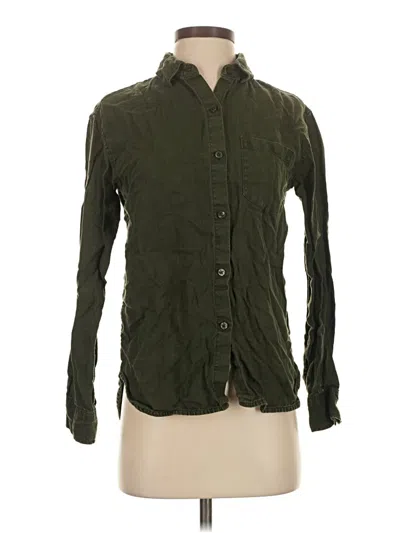 Pre-owned Athleta Long Sleeve Button Down Shirt In Green