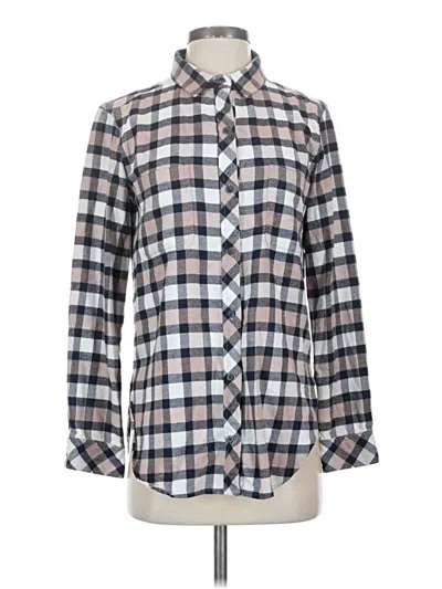 Pre-owned Athleta Long Sleeve Button Down Shirt In Ivory