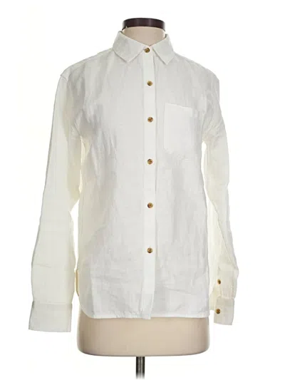 Pre-owned Athleta Long Sleeve Button Down Shirt In Ivory