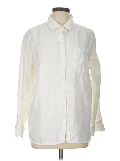 Pre-owned Athleta Long Sleeve Button Down Shirt In Ivory