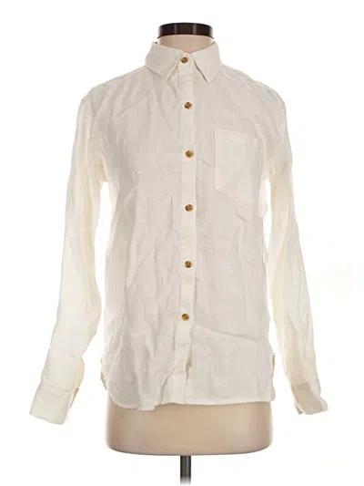Pre-owned Athleta Long Sleeve Button Down Shirt In Ivory