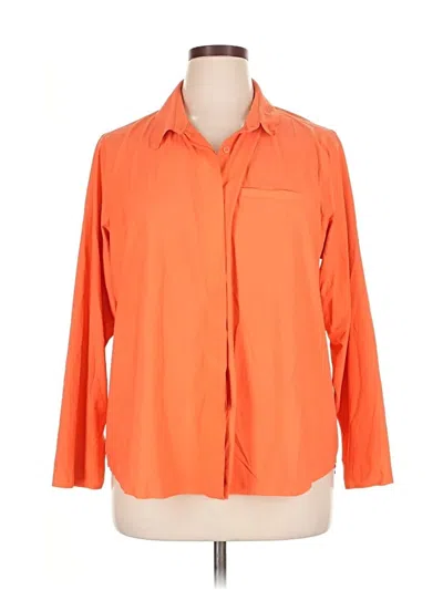 Pre-owned Athleta Long Sleeve Button Down Shirt In Orange